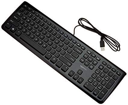 AmazonBasics Wired ABS Plastic Keyboard, for Computer, Laptops, Certification : CE Certified