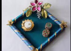 Cotton Rakhi Platters, Work : Stone, Zari Work