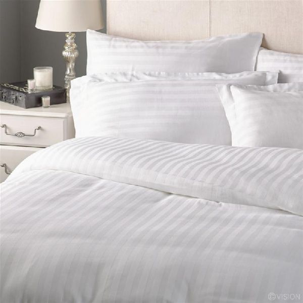 White Striped Bed Sheet, for Home, Hospital, Hotel, Size : Multisizes