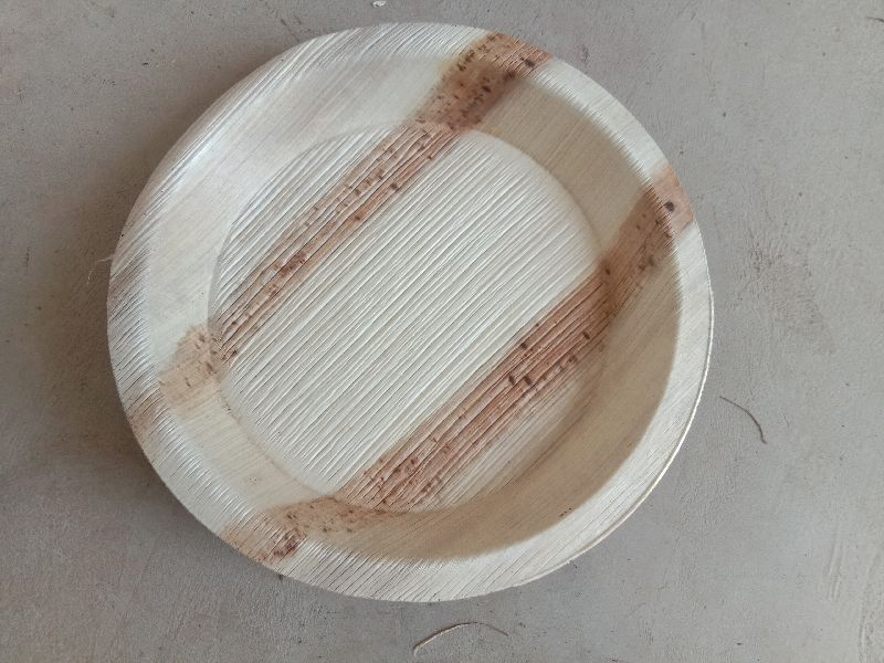 5.5 Inch Areca Leaf Round Plate, for Serving Food, Feature : Light Weight