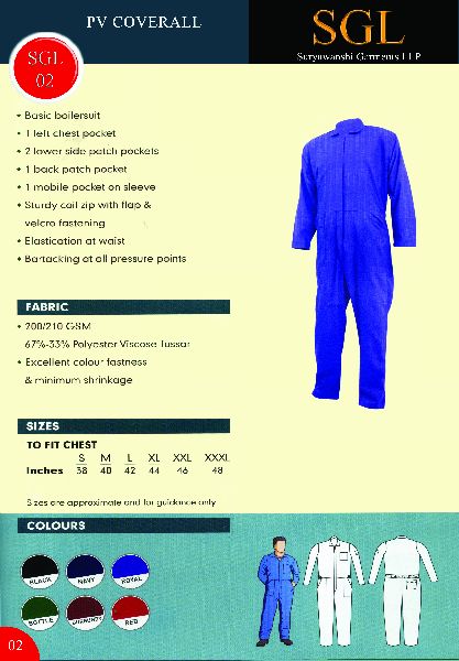 Plain Polyester- Viscose Tussar Basic Boliersuit, Size : M, XL, XXL