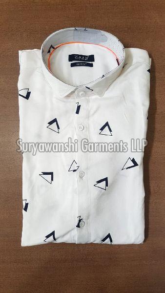 white printed formal shirt