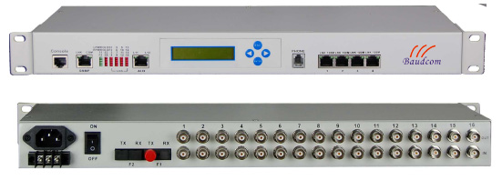 16E1 4Ethernet Optical Fiber Multiplexer with LCD Management