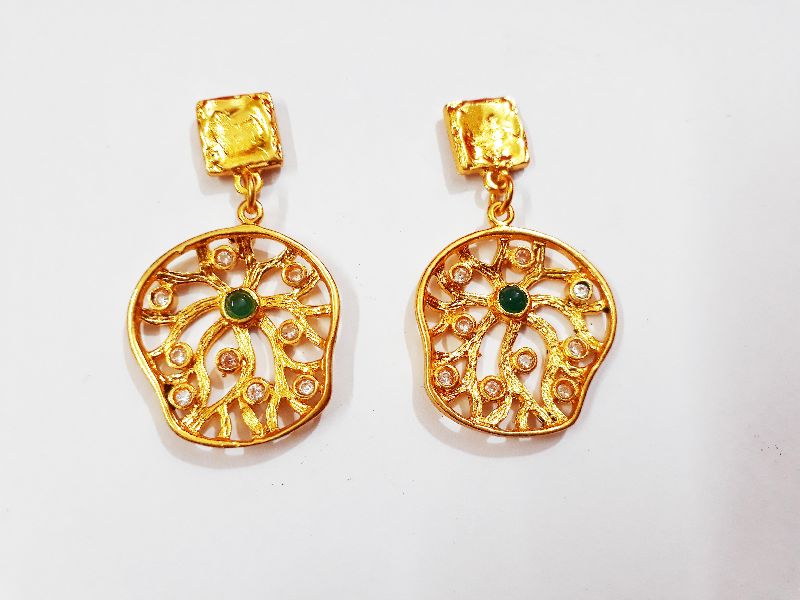 Polished Brass JR-ER0057 Gemstone Earrings, Occasion : Casual Wear