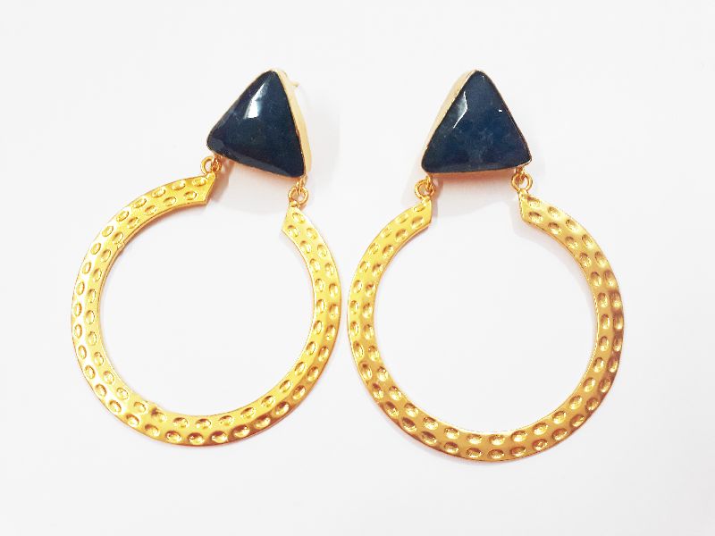 Polished Brass JR-ER0062 Gemstone Earrings, Gender : Female