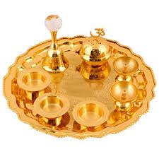 Silver Gold Plated Pooja Thali, Style : Antique, Royal