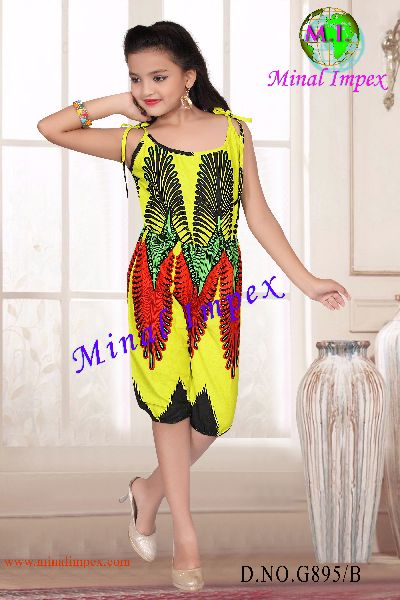 Minal impex Pure Wax Fabric Girls Jumpsuits, for Garments, Pattern : Printed