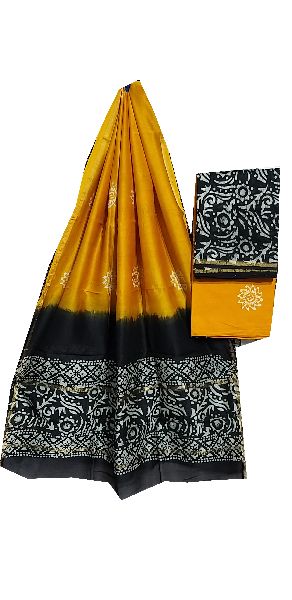 Hand Block Printed Chanderi Silk Suit Set