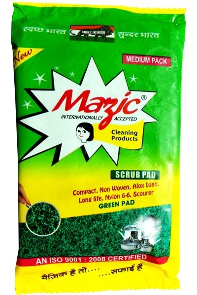 Mazic Medium Pack Green Pad, for Home Use, Size : 75 x 100 mm