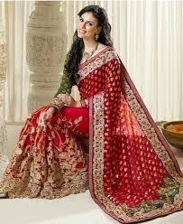 Net Embroidered Bridal Saree, Work : Dubka Work, Kundan Work, Mirror Work, Zardozi Work