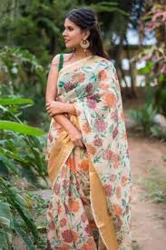 Floral Print Cotton Saree, for Anti-Wrinkle, Dry Cleaning, Easy Wash, Shrink-Resistant, Technics : Embroidery Work
