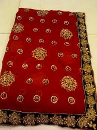 Checked Hand Embroidered Saree, Occasion : Bridal Wear, Casual Wear, Festival Wear, Party Wear, Wedding Wear