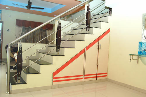  Glass Non Polished staircase, Color : Black,  Grey,  Silver