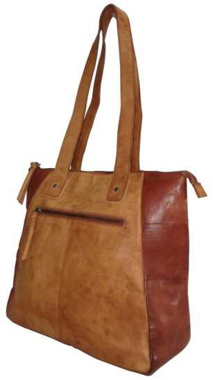 Plain Leather Ladies College Handbags, Size : 17.25x12.50x5.75 Inch