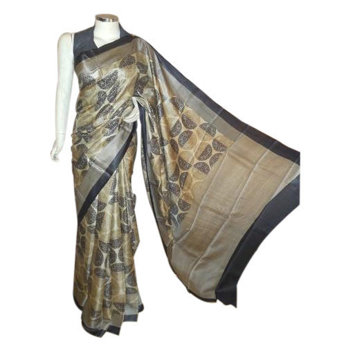 Printed Stylish Tussar Silk Saree, Occasion : Daily wear