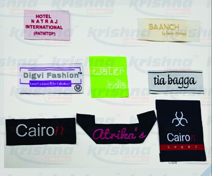 Laser Cutting Woven Damask Labels, Pattern : Printed