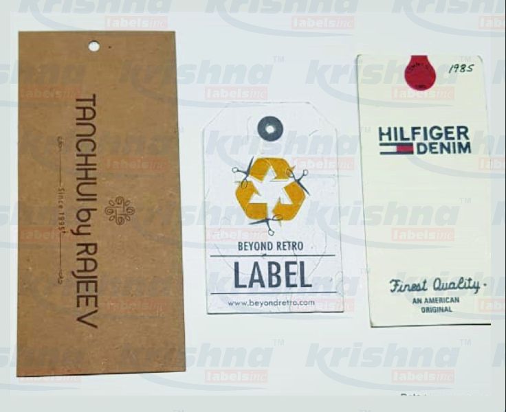 Printed Kraft Paper Glossy Lamination Garment Tags, Size : Multisize