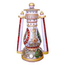 Non Polished Granite Slab Marble Handicraft Lantern, for Decoration, Lighting, Wedding, Pattern : Plain