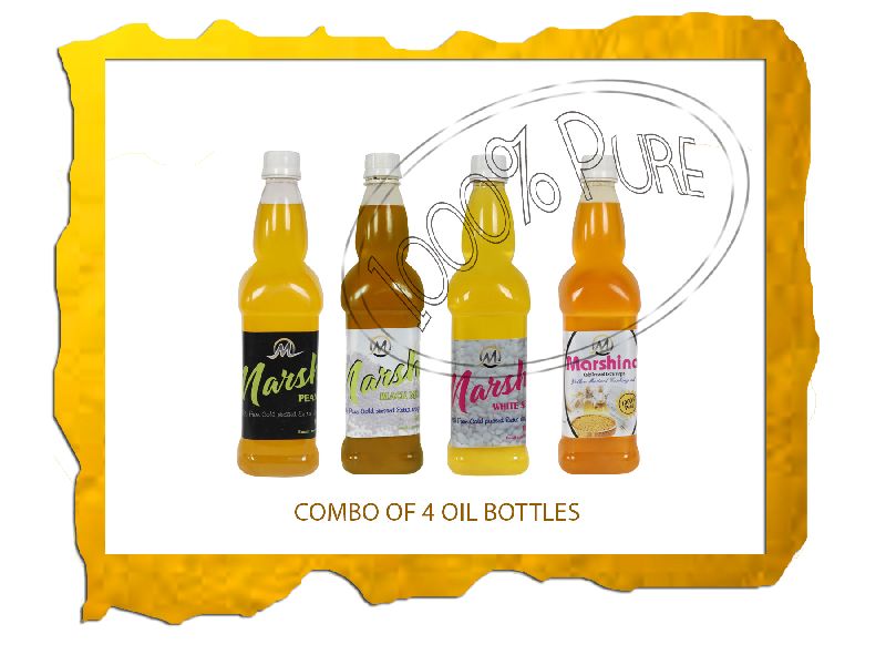 4 Bottle Cold Pressed Oil Combo, for Cosmetics, Medicines, Form : Liquid