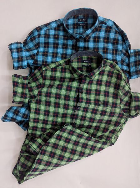 Blue & Green Checks Shirts, Size : XL