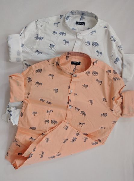 Zebra Print Chinese Collar Shirts, Size : M, XL