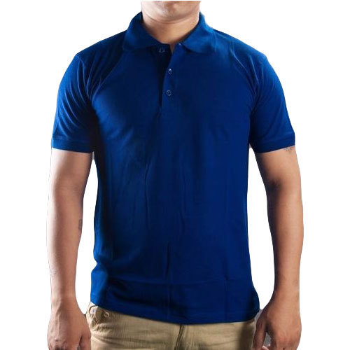Mens Cotton Blue Collar T Shirt