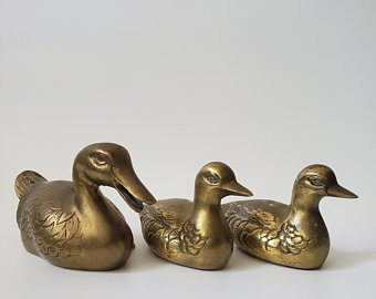 Polished Brass Duck Statue, for Home, Pattern : Printed