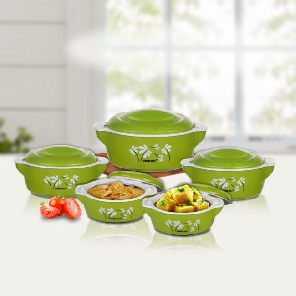 Crypton Round Insulated Casserole Set, Color : Green