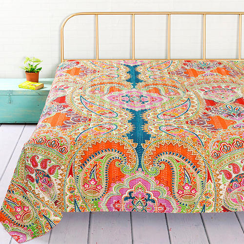 Cotton Designer Kantha Quilt,, Pattern : Printed