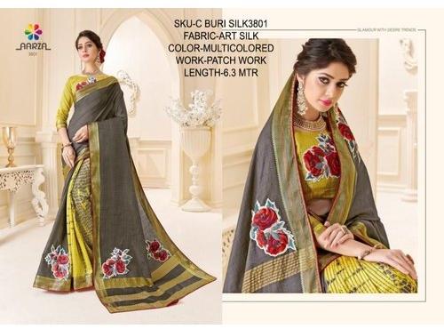 AARZA Ladies Patch Work Saree, Occasion : Party Wear