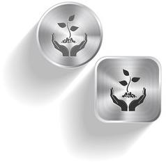 Square Round Flat Button Vector Stainless Steel Button