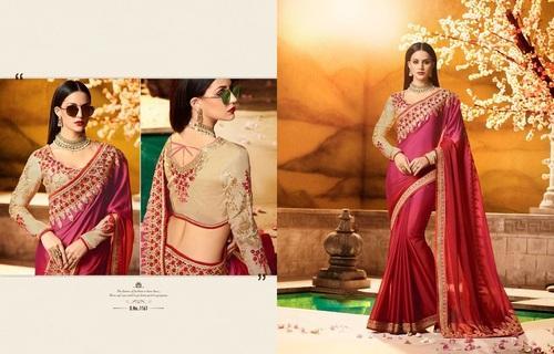 Jau Fashion Silk Embroidered Sarees, Occasion : Bridal Wear