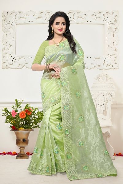 Fancy Organza Designer Saree, Pattern : Attractive Pattern