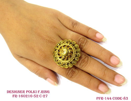 Alloy with Rhinestone Golden Antique Finger Ring, Occasion : Gift, Anniversary, Engagement, Wedding