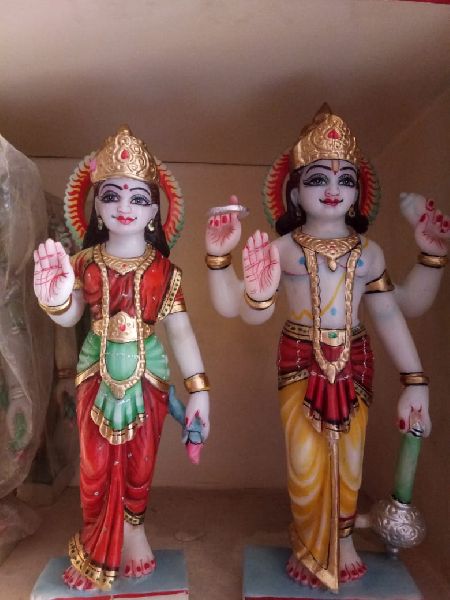 Marble Vishnu Laxmi Statue, for Home Decoration, Temple, Color : Multicolors