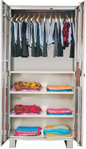 Plain Metal Polished Wardrobe with Adjustable Shelves, Specialities : Fine Finished