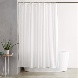 Polyester White Plain Shower Curtain