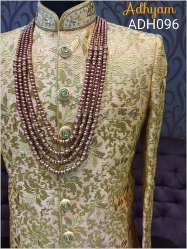 Adhyam Embroidery silk Wedding Sherwani, Size : 36-44