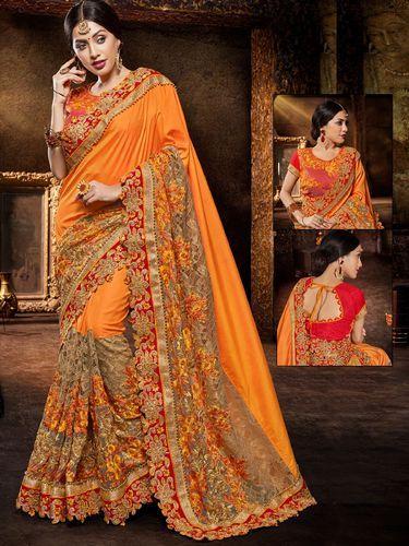 Roykals Georgette Designer Saree, Pattern : Border, Embroidered