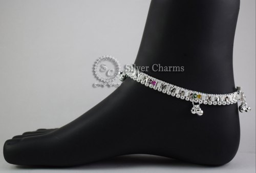 Nagma Three Muthu Silver Anklets