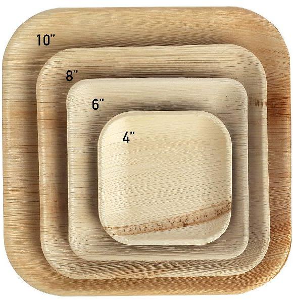 Areca Leaf Square Plate, for Serving Drink, Size : 6X5 Inch