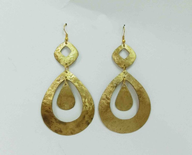 Polished Brass Dangle Earrings, Style : Antique