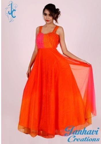 Janhavi Creations Plain Party Wear Gown, Size : Small, Medium, Large, XL