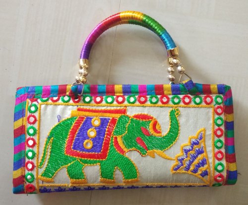 VYAPAK Cotton Embroidery Canvas Handicraft Bags, Style : Rajasthani