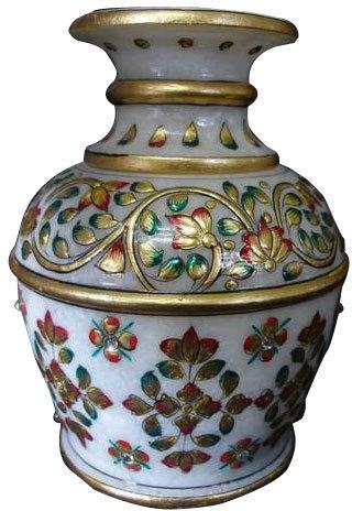 Marble Vase Gold Leaf Handicraft