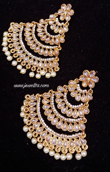 Polished Golden Pearl Earrings, Style : Antique