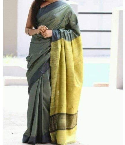 Tussar Silk Saree, Saree Length : 6.3 m (with blouse piece)