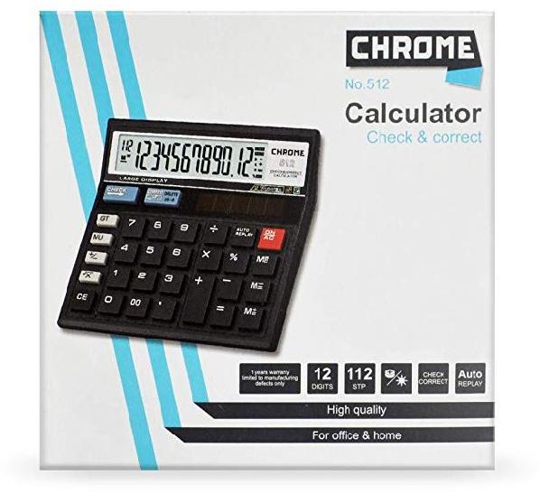 Round CALCULATOR 12 DIGITS CT-512 CHROME, for Bank, Office, Personal, Shop, Calculator Type : Basic