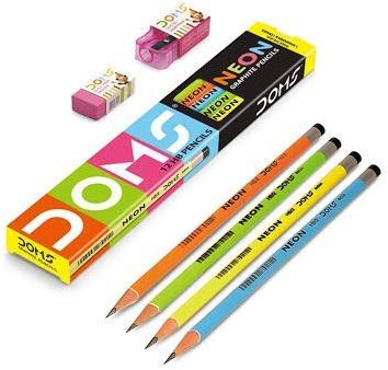 Natural Wood PENCIL NEON RT DOMS, for Writing, Length : 6-8inch