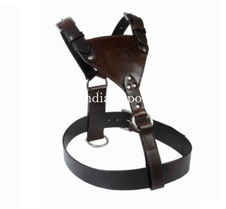Leather Dog Plain Harness with Chrome Fitting